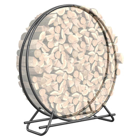 VAMFUTRE 48-inch circle firewood rack top view shows neat log organization for indoor use