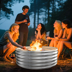 VAMFUTRE fire pit ring 1.5ft height supports comfortable seating and warmth