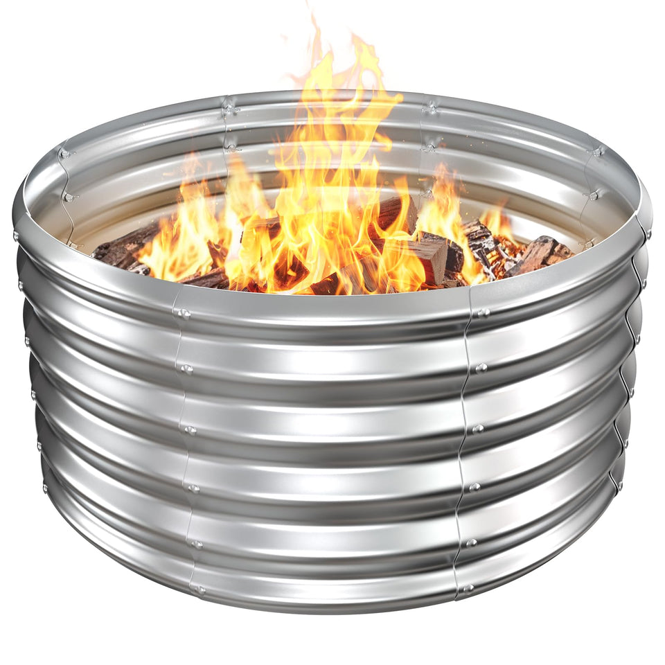 VAMFUTRE fire pit ring with 32-inch diameter for spacious gatherings outdoors.
