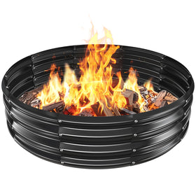 VAMFUTRE fire pit ring shows a 4 ft diameter for spacious gatherings