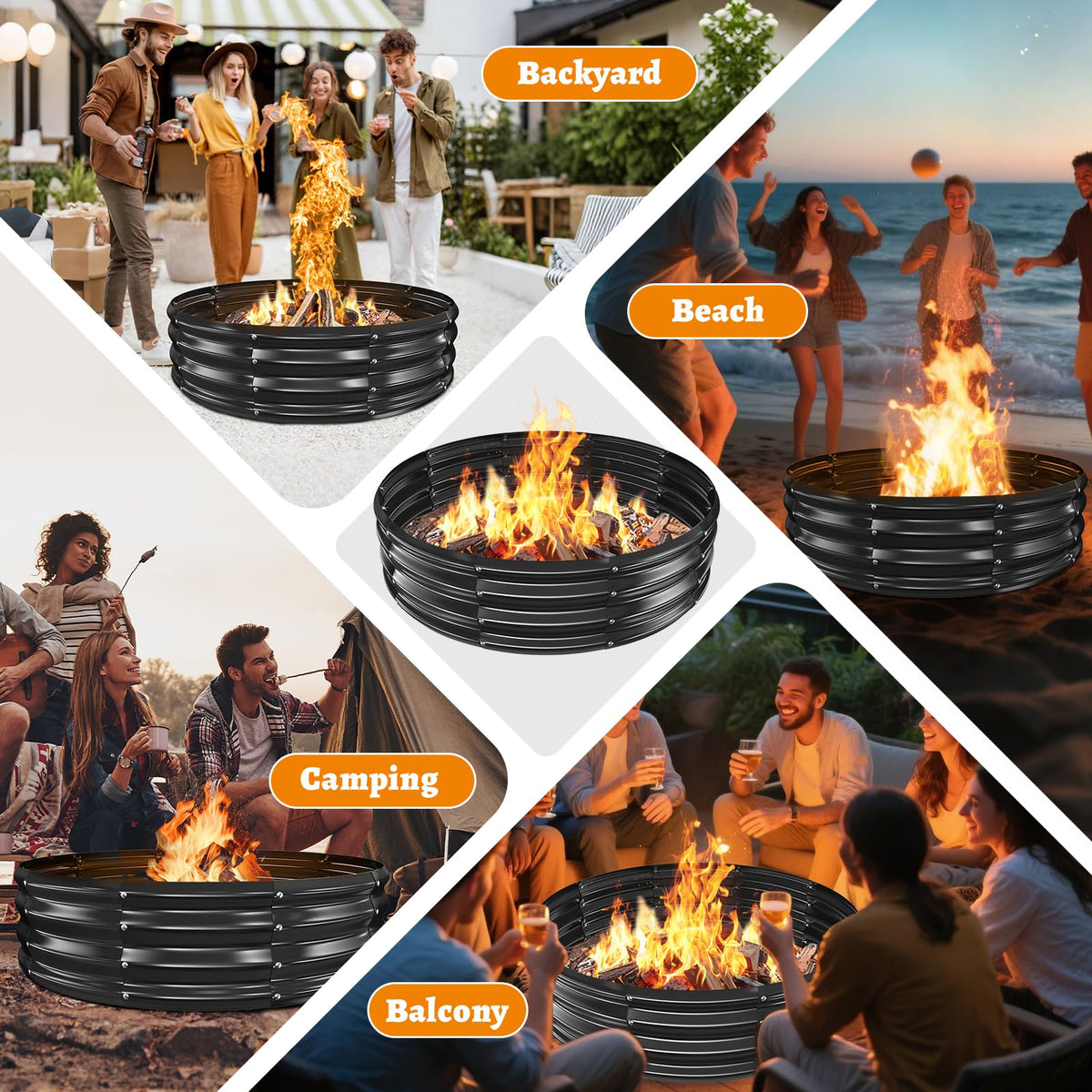 VAMFUTRE easy setup fire pit ring for quick outdoor placement