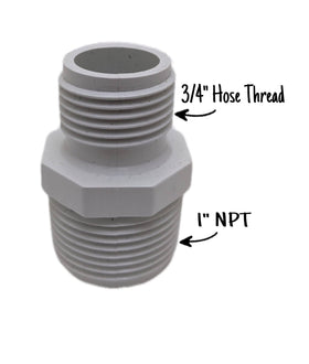 Van Enterprises 1 NPT male thread detail, compatible with standard piping.