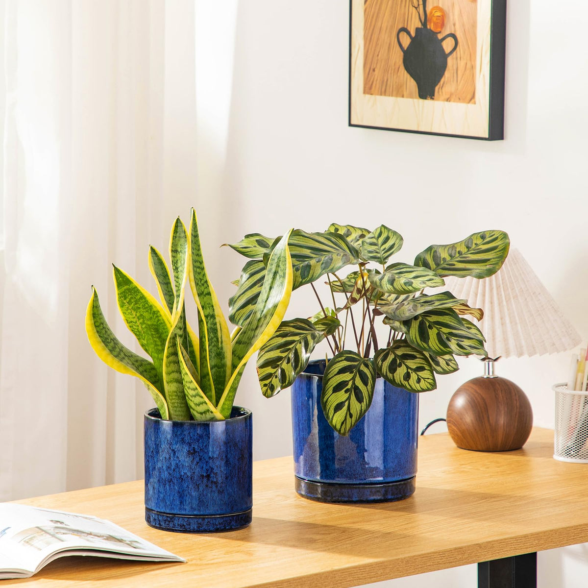 Modern blue design Vancasso ceramic plant pot