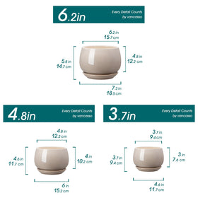 Vancasso 4.8-inch gray ceramic pot with drainage, ideal for herbs