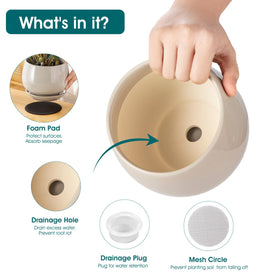 Vancasso 6.2-inch gray ceramic pot with drainage for larger plants