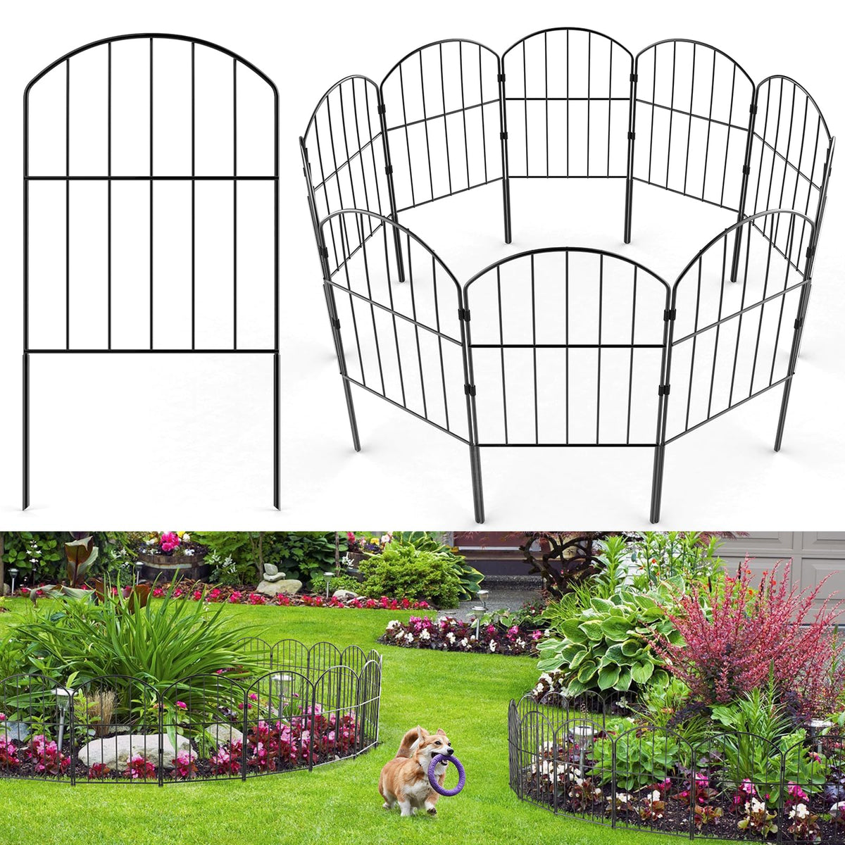 VANCASTLE garden fence showing 26ft total length for flexible border options