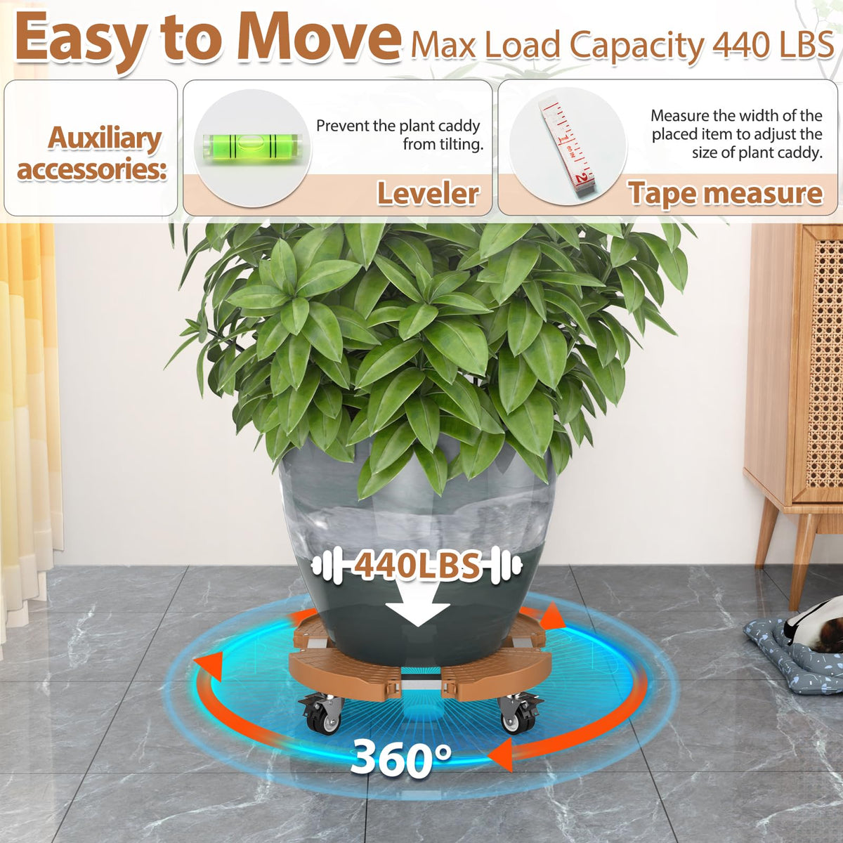 VANCASTLE lockable safety mechanism keeps the plant securely in place.