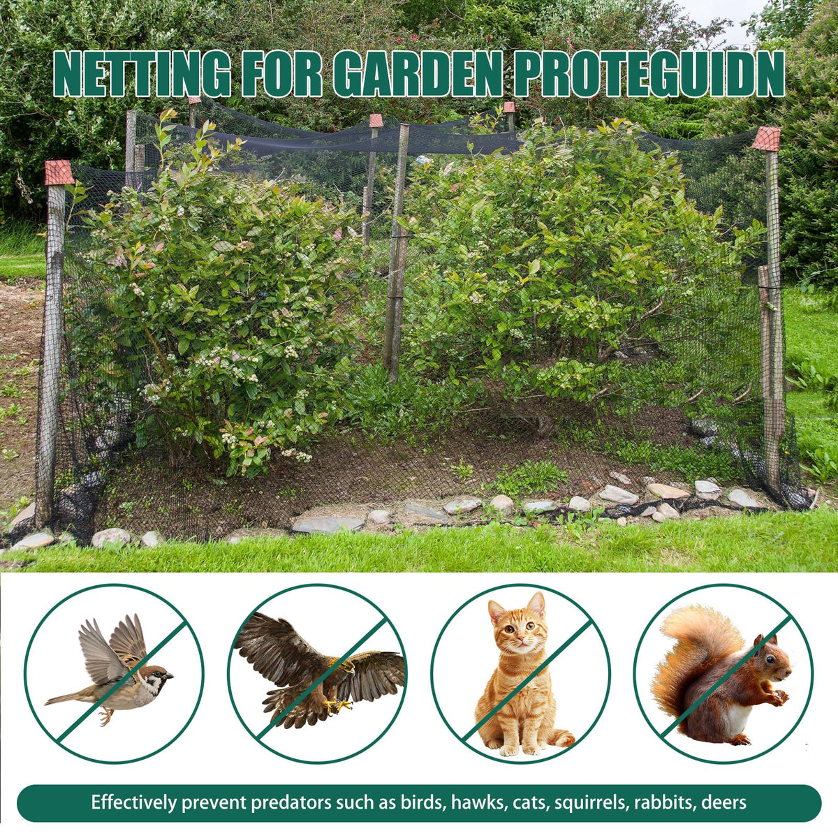 Vandham Bird Netting heavy-duty reinforced nylon for long-lasting outdoor protection