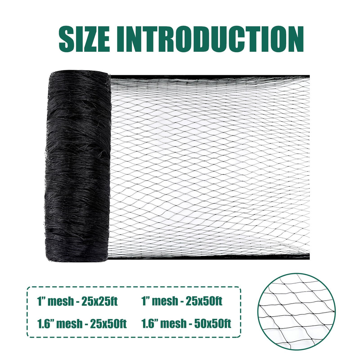 Vandham Bird Netting 1.6 inch mesh coverage protecting plants while allowing airflow