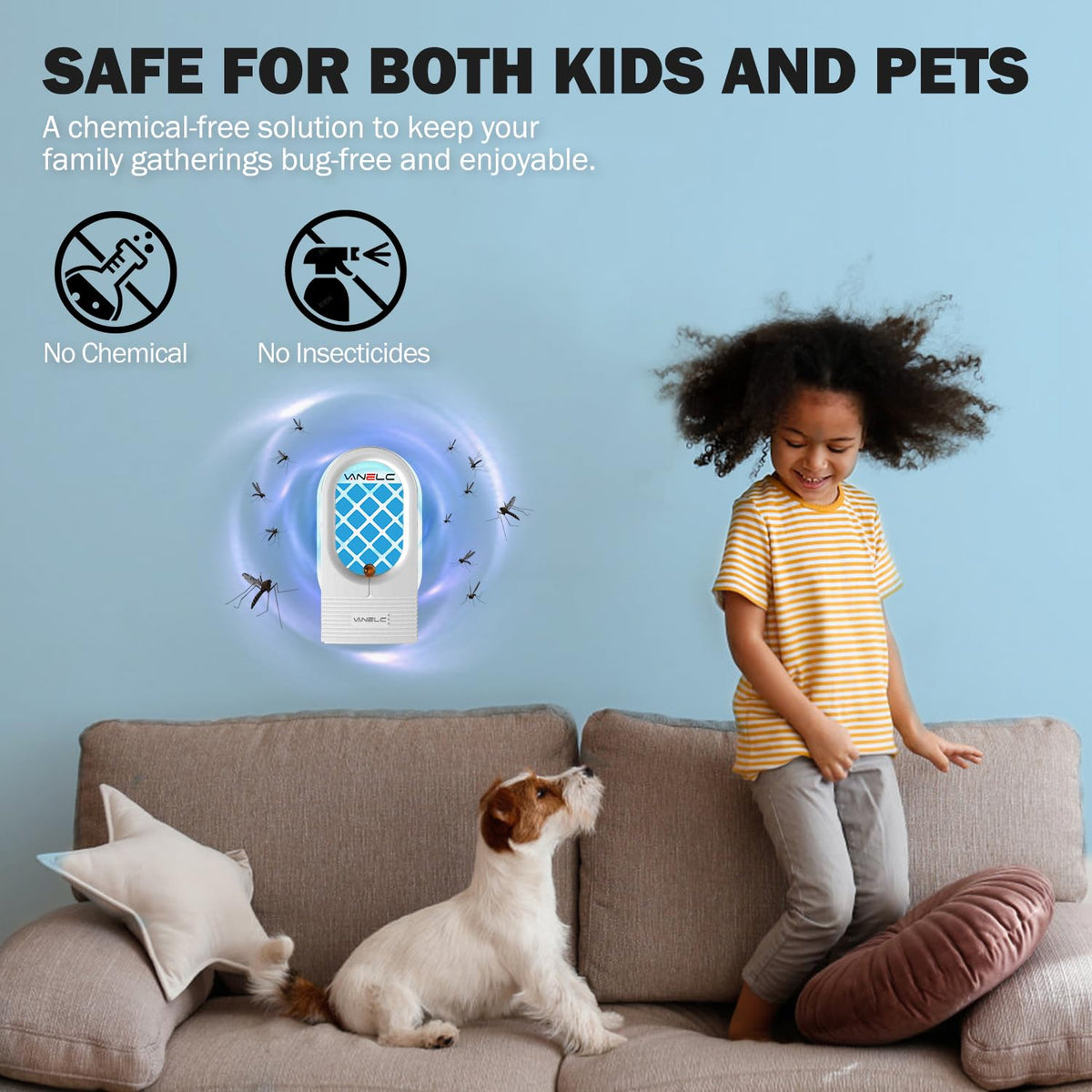 VANELC Fly Trap Indoor plug-in; safe outlet use with odorless operation.
