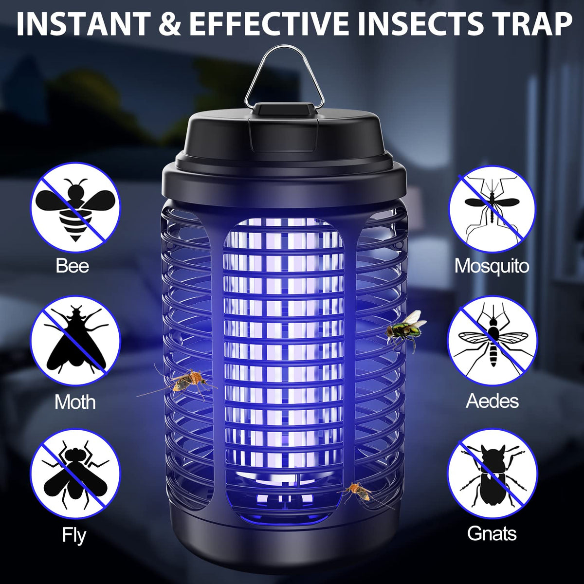 VANELC Bug Zapper UV light attracts flying insects for efficient capture