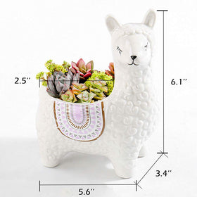 VanEnjoy colorful alpaca ceramic planter brightens desks and shelves