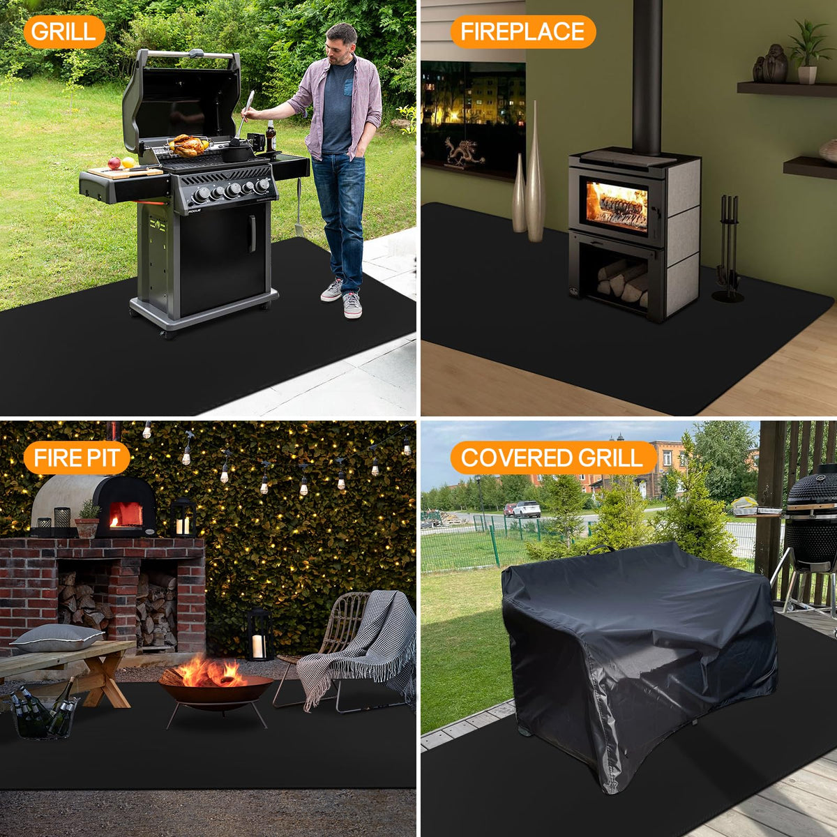 Vaniture easy-clean storage grill mat cleans quickly and folds flat