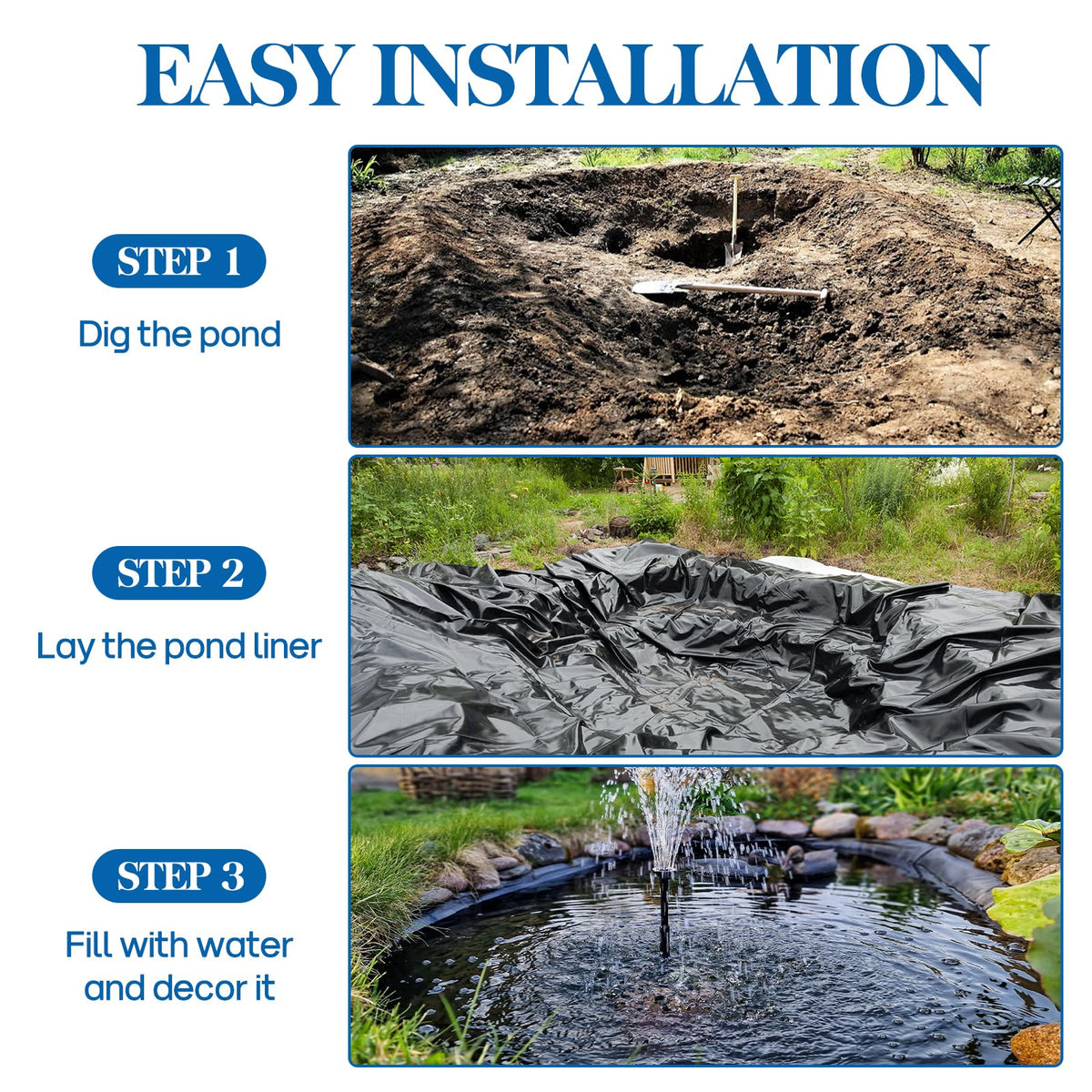 Vaniture pond liner acts as a debris barrier to keep ponds tidy