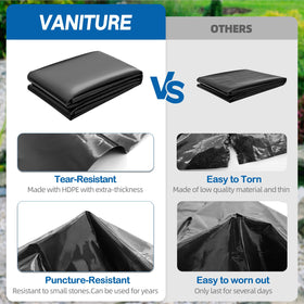 VANITURE pond liner easy-to-trim surface enables a custom, clean finish.
