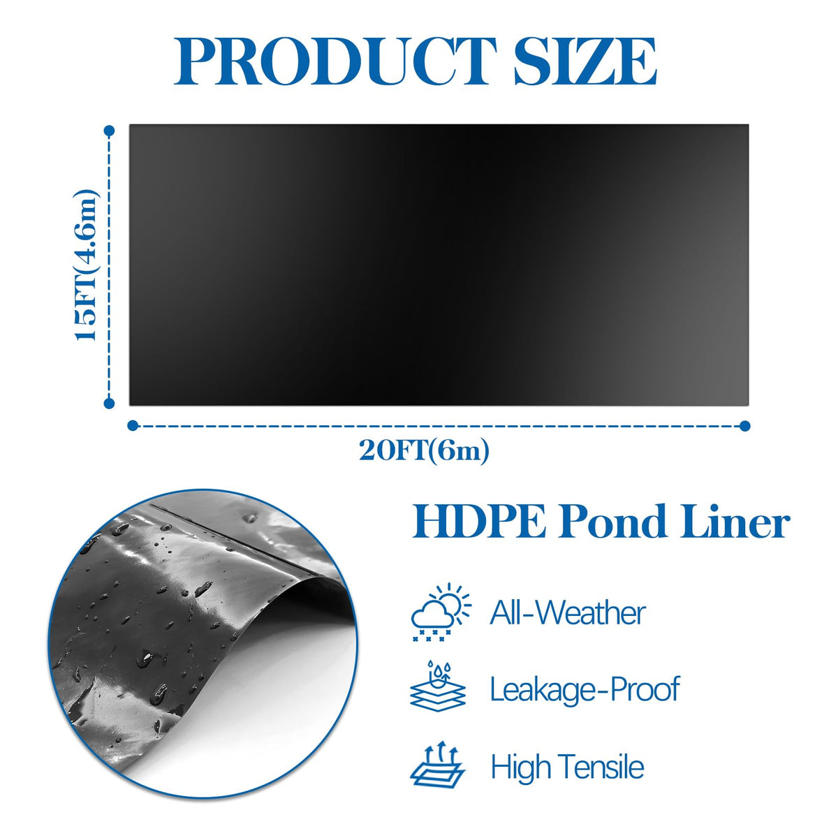 VANITURE pond liner flexible design adapts to curved pond shapes for a seamless look.