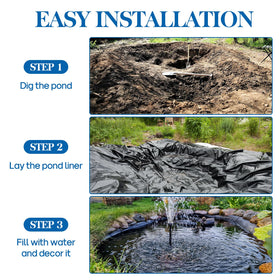 VANITURE Pond Liner waterfall-application view demonstrates smooth water features.