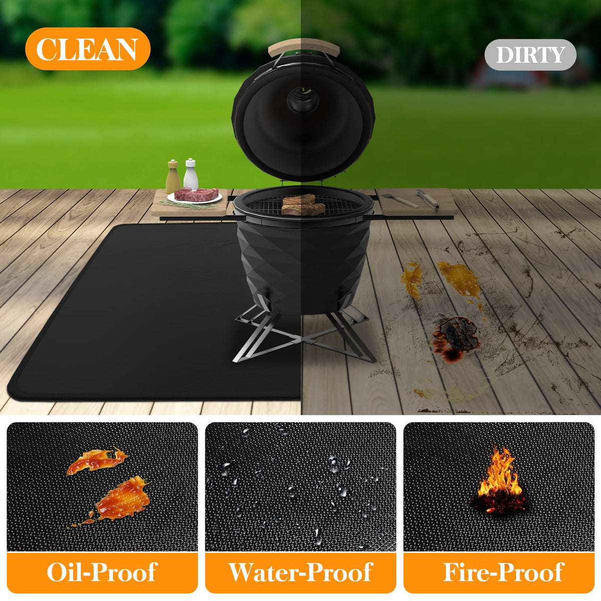 Vaniture wide-use fireproof protector suitable for grills, fireplaces, and pits
