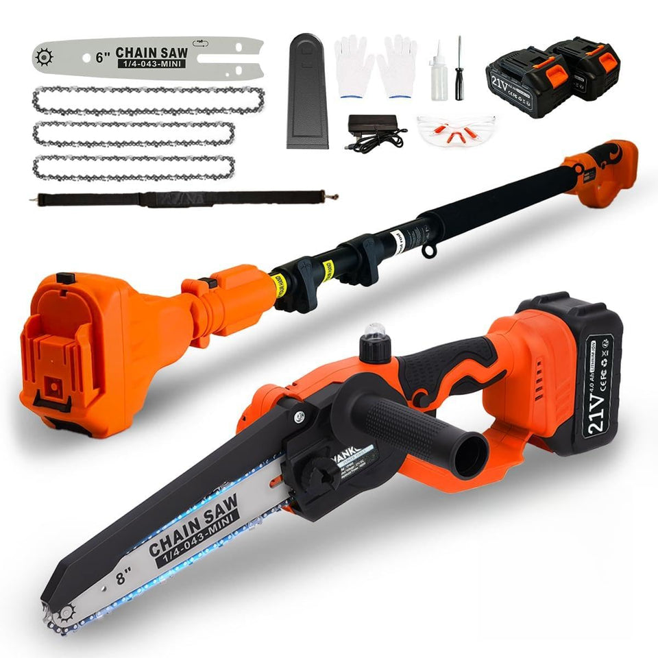 VANKERY electric pole saw with extendable 15 ft reach for high branches.