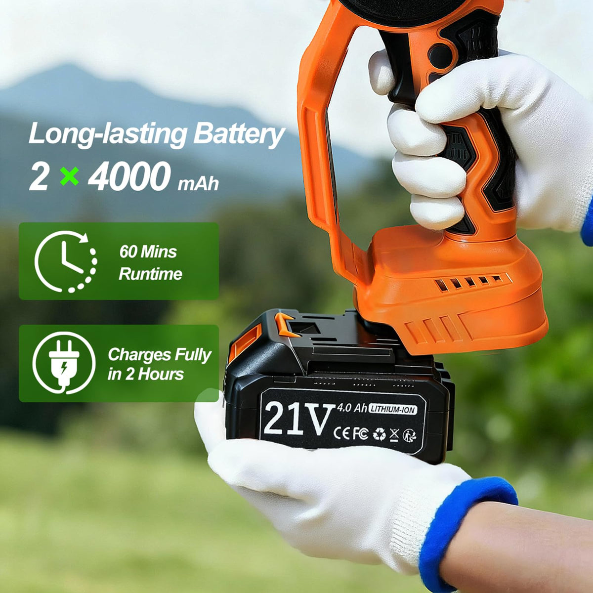 VANKERY two 4.0Ah batteries included for longer trimming sessions.