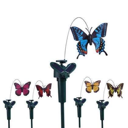 Vanki solar butterfly stake sways softly in sun to boost garden ambience.