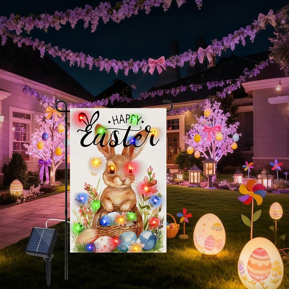 Vanleonet sunset-ready spring flag adds seasonal charm after dark.