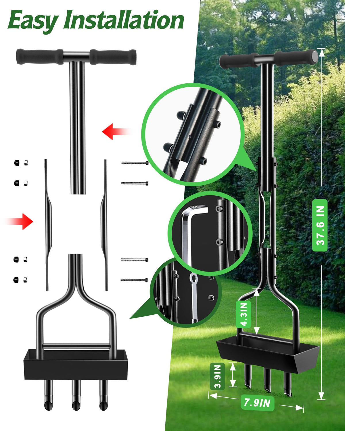 Vanpein aerator flat-foot base for stable leverage during core removal