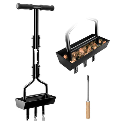 Vanpein lawn aerator with tray collects soil cores for efficient aeration