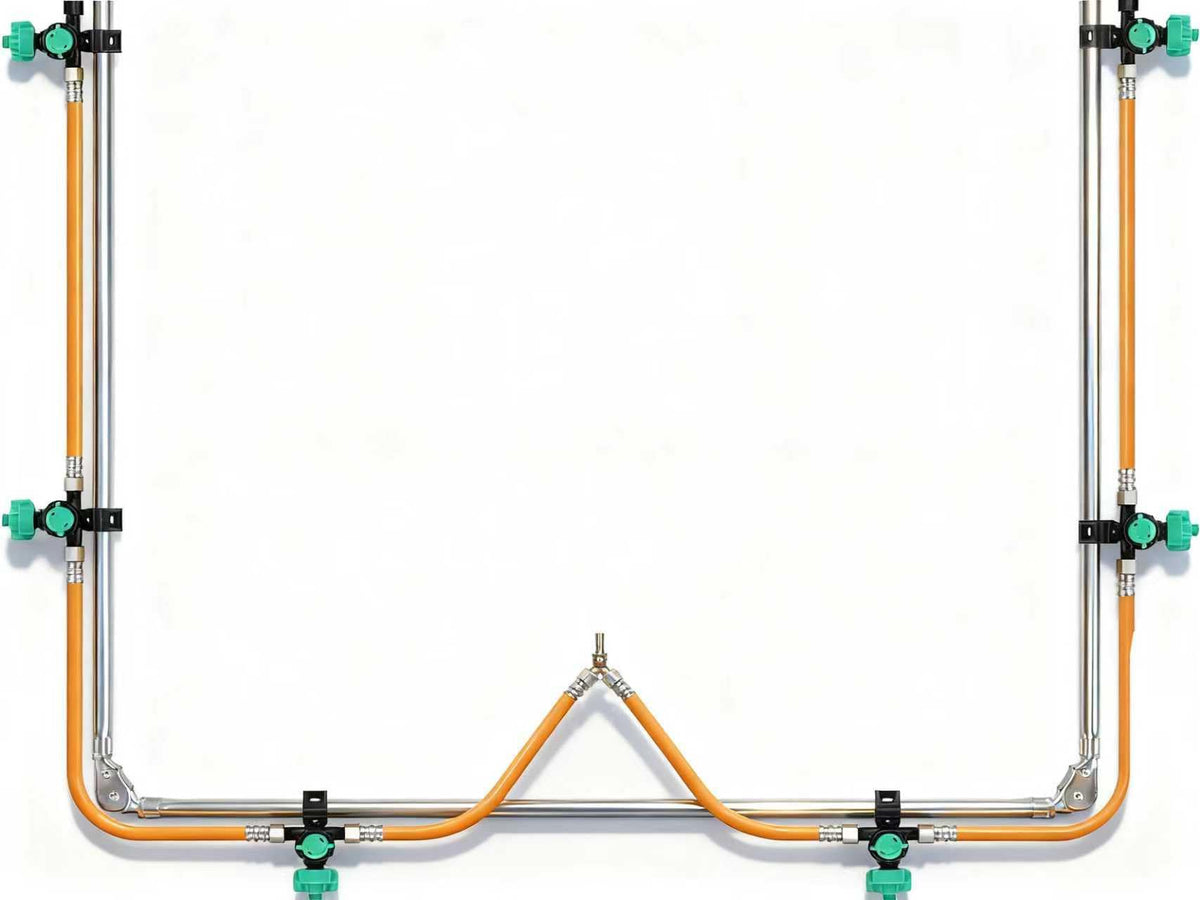 Vanpet 6-nozzle folding sprayer boom extended to 122 inches for wide area coverage