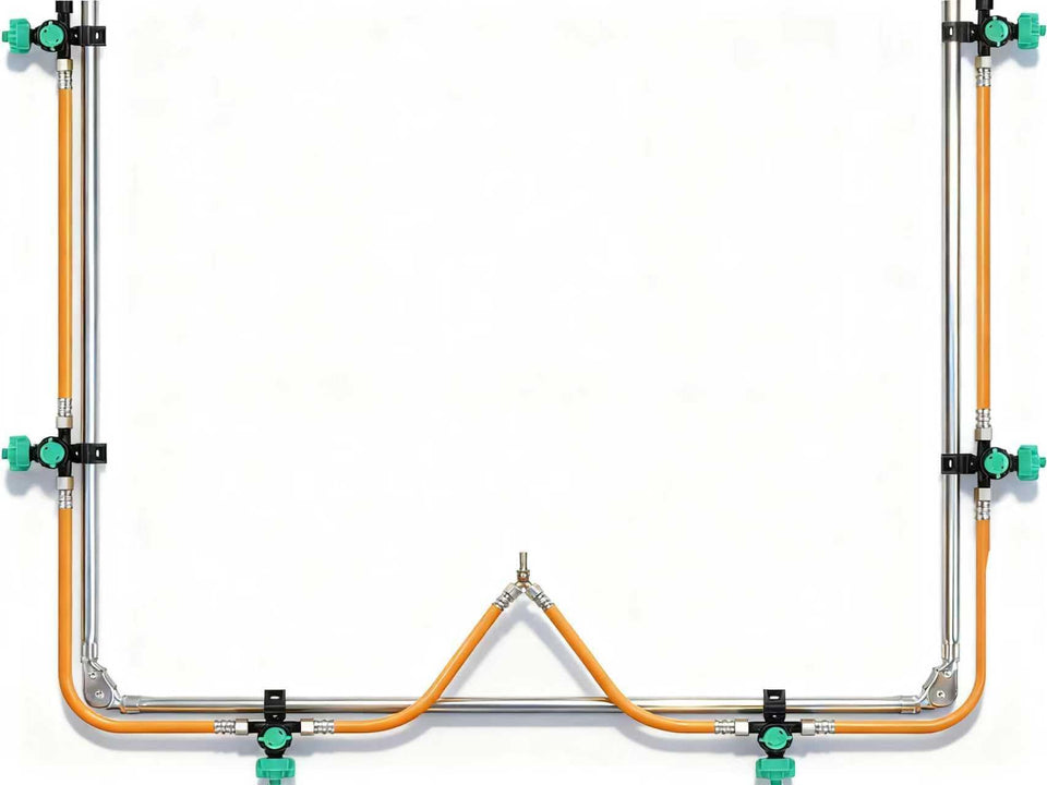 Vanpet 6-nozzle folding sprayer boom extended to 122 inches for wide area coverage