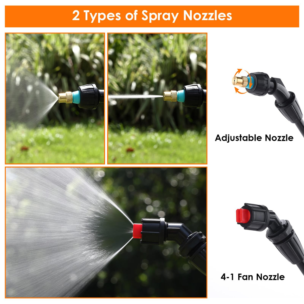 Vanpet brass head 360 swivel provides flexible spray angles for precise application.
