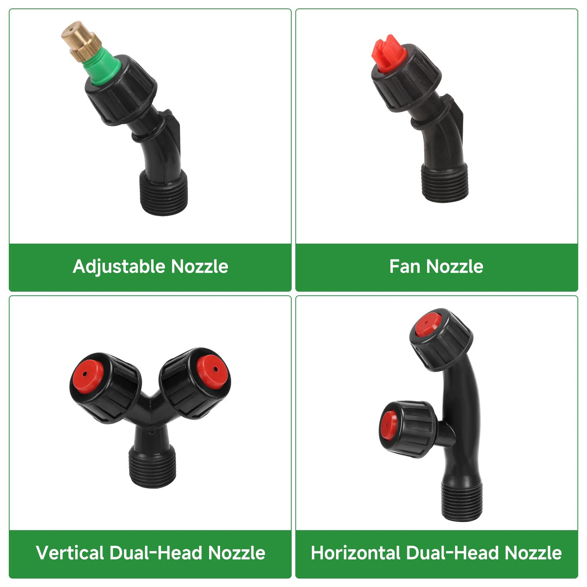 VANPET four-nozzle set showing multiple spray patterns