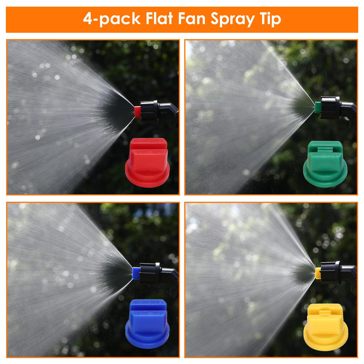Vanpet four-tip fan spray shows versatile coverage for different tasks.