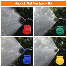 Vanpet four-tip fan spray shows versatile coverage for different tasks.