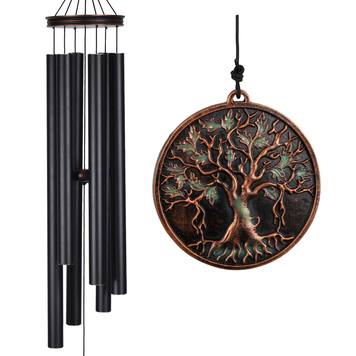 Vanquer 46-inch wind chimes with tree of life design for outdoor serenity