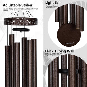 Vanquer 6-tube handcrafted aluminum wind chimes tuned to pentatonic B major scale.