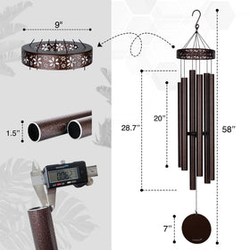 Vanquer wind chime longest tube 28.7 inches creates resonant outdoor sounds.
