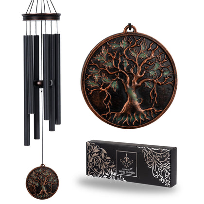 Vanquer large wind chimes, 34-inch depth, deep tone for outdoor ambience