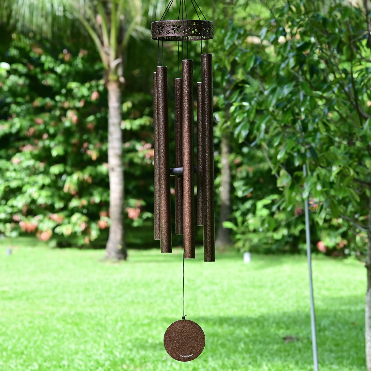 Vanquer large wind chimes outdoors 48-inch setup adds calming ambiance to your garden.