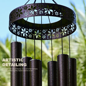 Vanquer outdoor wind chimes provide a relaxing, low tone for porches and decks.