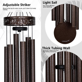 Vanquer six-tube wind chimes crafted with durable anodized aluminum.