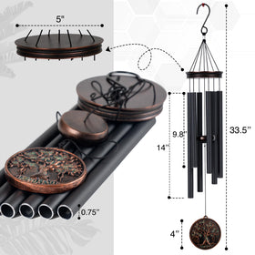 Vanquer Tree of Life wind chimes in outdoor setting, enhances garden decor