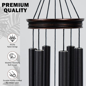 Vanquer vintage black wind chimes on patio for outdoor charm