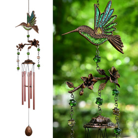 Vanquer 32 inch bronze hummingbird wind chimes for outdoor display and calming tones