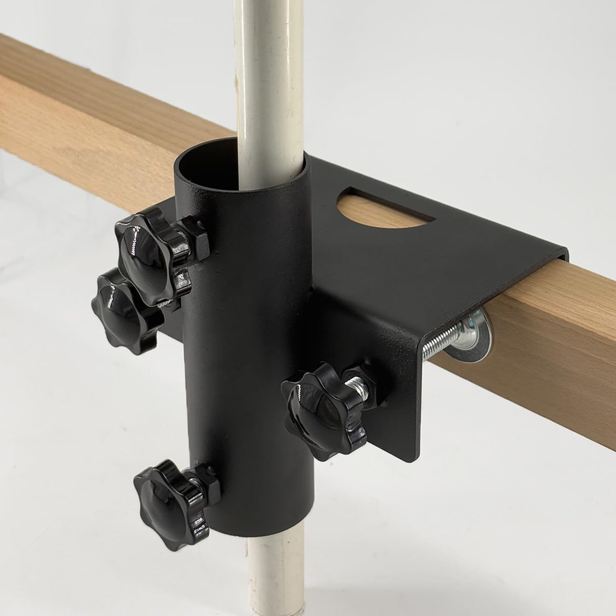 VANROUG clip-on umbrella holder on bleacher or tailgate
