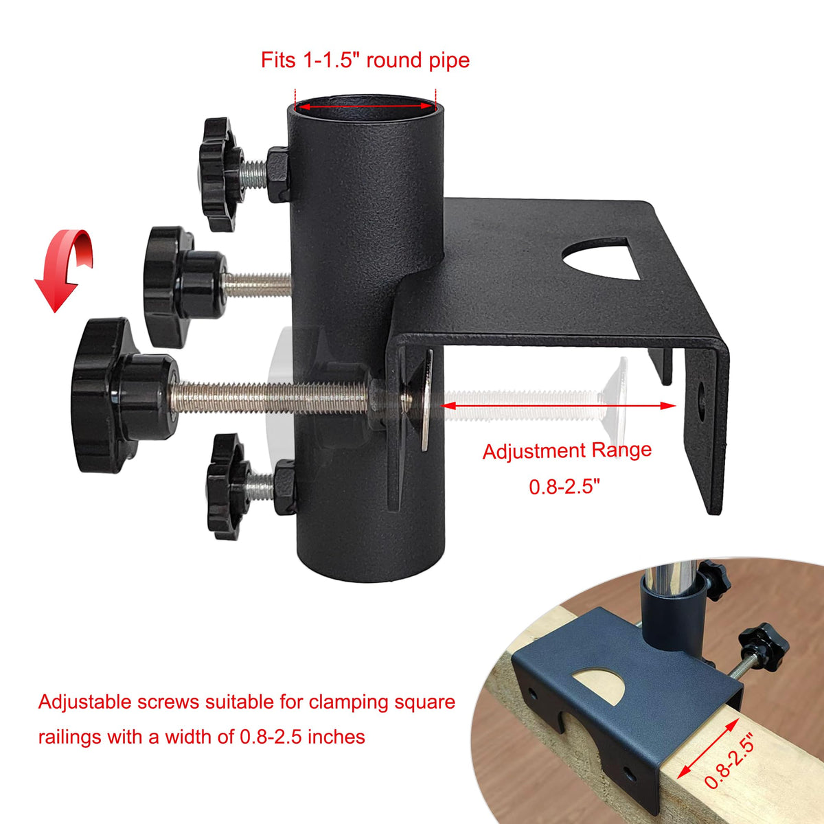 VANROUG deck mount bracket grips railing securely during sun