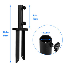VANROUG ground stake center fork stabilizes the pole in the ground