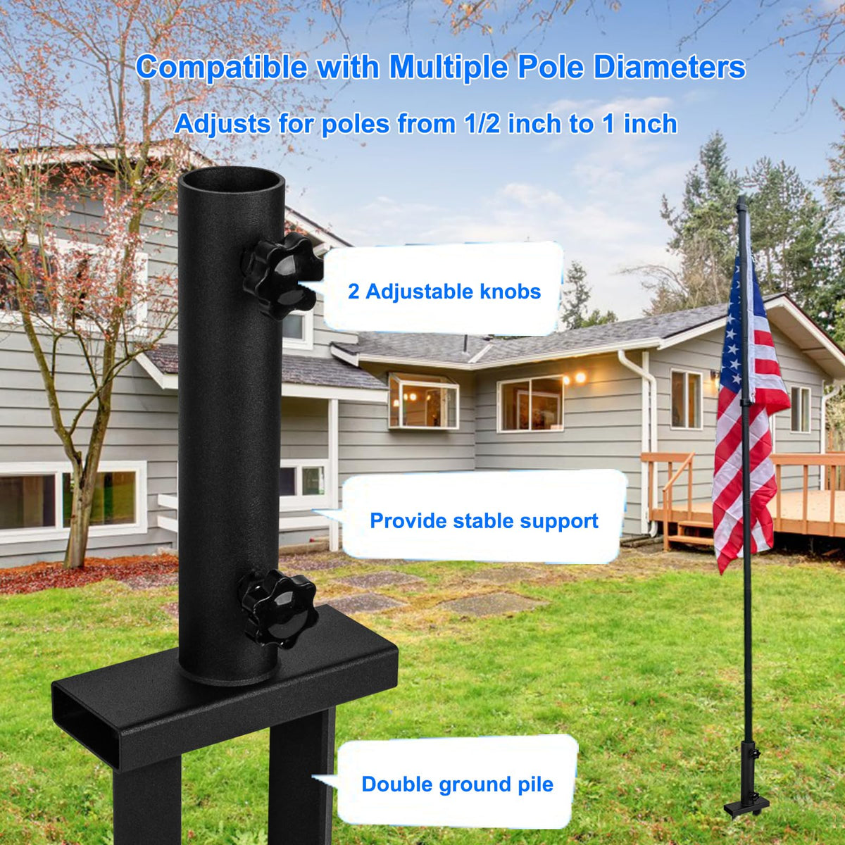 VANROUG heavy duty metal stake designed for outdoor signage and flags