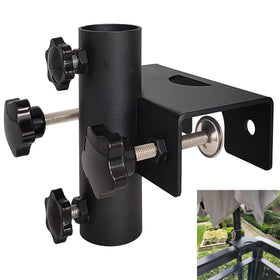 VANROUG heavy-duty parasol holder clamps onto railing for deck shade