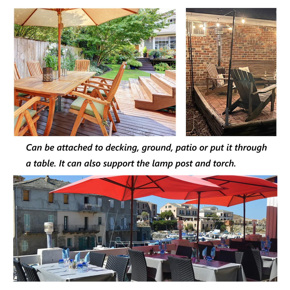 VANROUG space-saving clip design frees patio space for furniture.